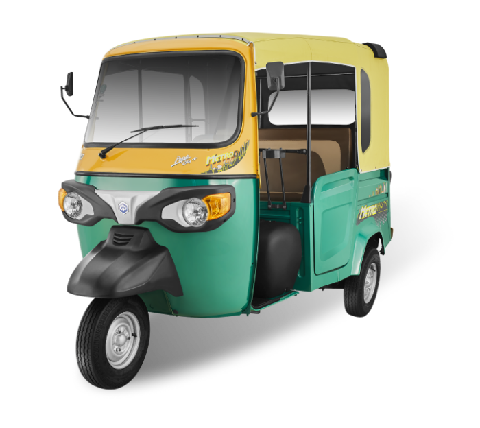 Piaggio Apé Metro CNG – Low-emission passenger three-wheeler for export from India.